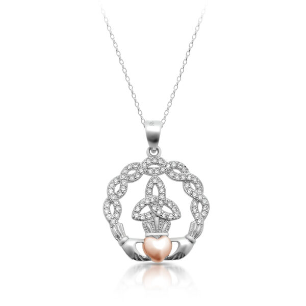 Silver CZ Claddagh Pendant-SP71CL