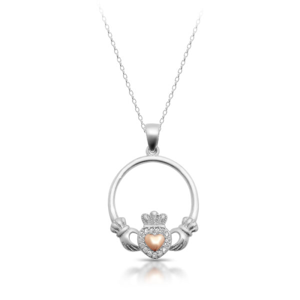 Silver CZ Claddagh Pendant-SP73CL