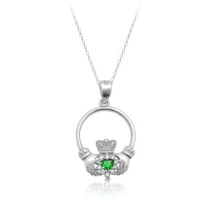 Silver CZ Claddagh Pendant-SP75CL