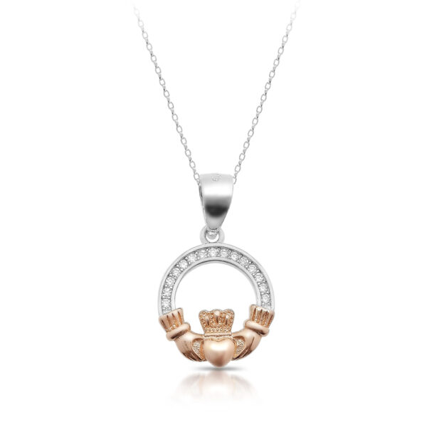 Silver CZ Claddagh Pendant-SP76CL