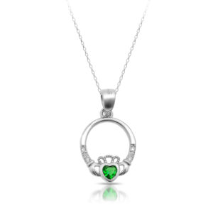 Silver CZ Claddagh Pendant-SP77CL