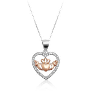 Silver CZ Claddagh Pendant-SP79CL