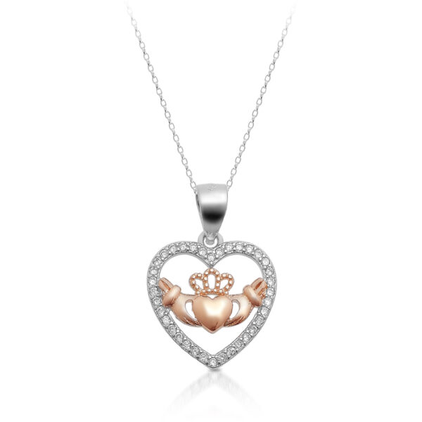 Silver CZ Claddagh Pendant-SP79CL