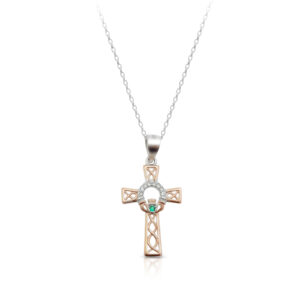 Silver Claddagh Cross with Celtic Knot-SC82CL