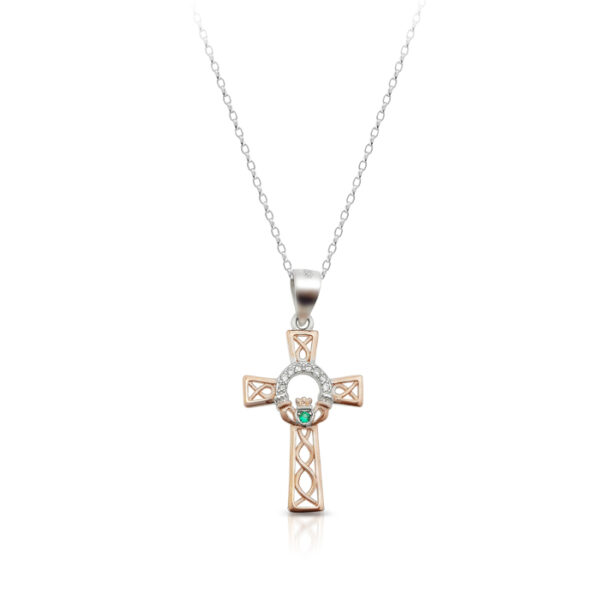 Silver Claddagh Cross with Celtic Knot-SC82CL