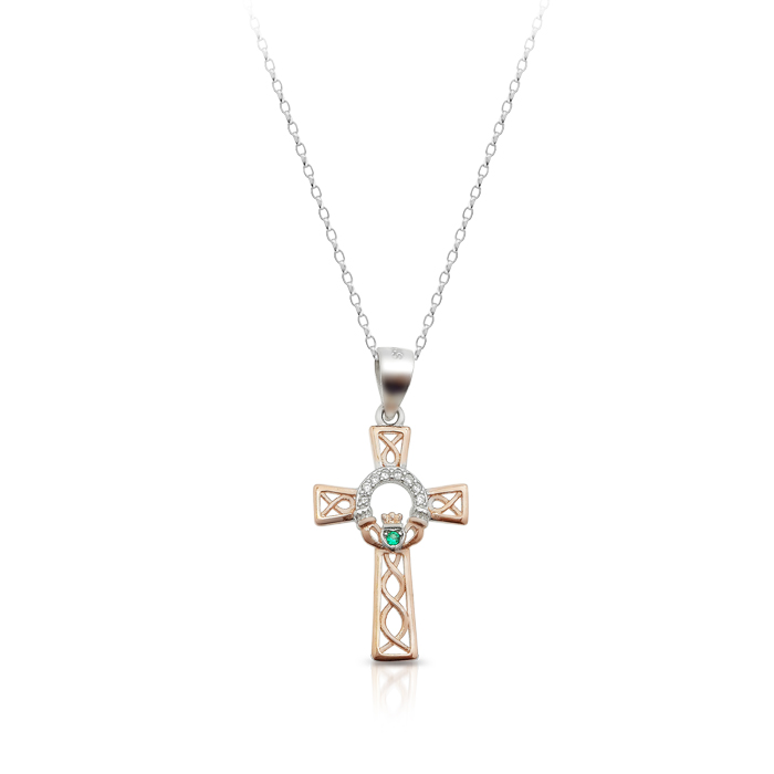Silver Claddagh Cross with Celtic Knot-SC82CL