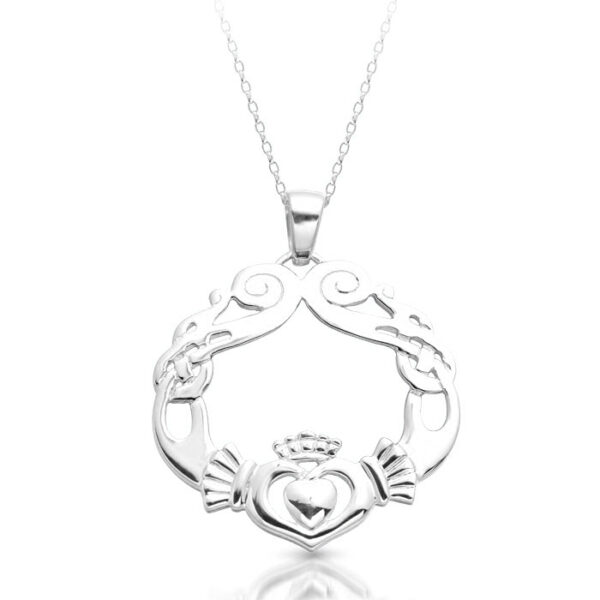 Silver Claddagh Pendant is a wonderful combination of cultural symbols-SP051CL