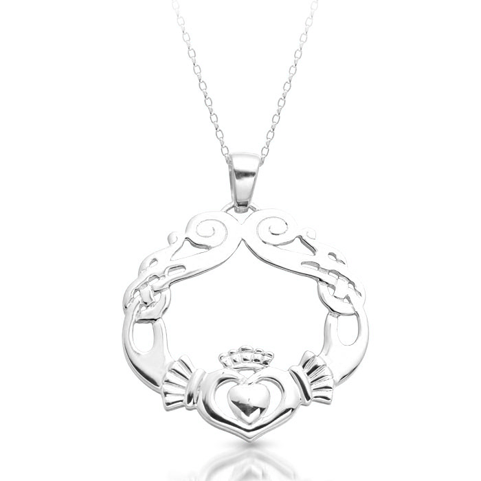 Silver Claddagh Pendant is a wonderful combination of cultural symbols-SP051CL