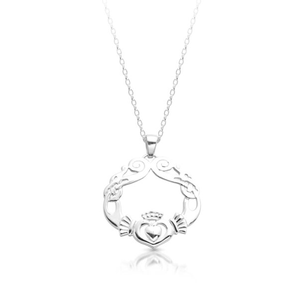 Silver Claddagh Pendant is a wonderful combination of cultural symbols-SP051SCL