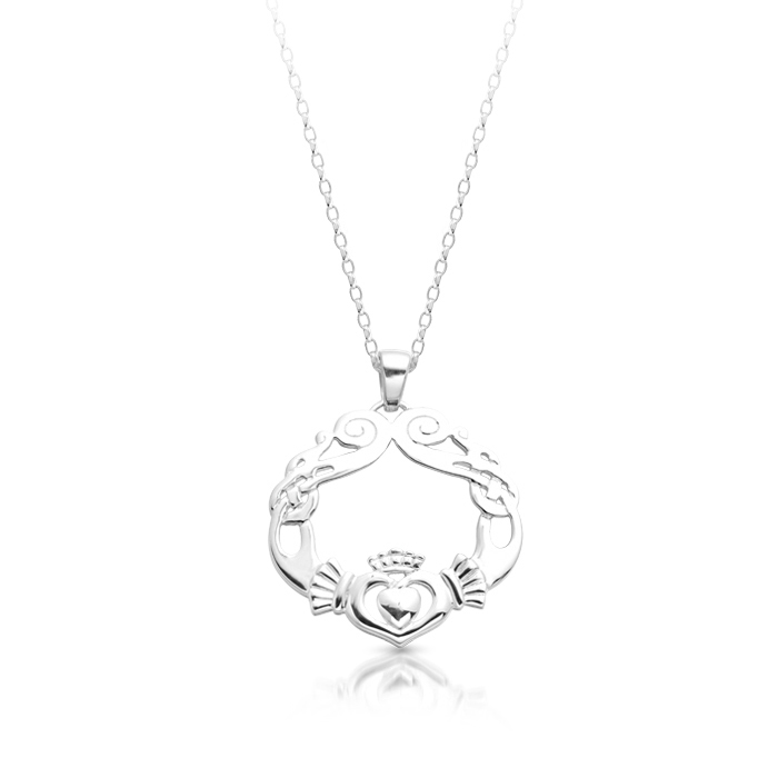 Silver Claddagh Pendant is a wonderful combination of cultural symbols-SP051SCL