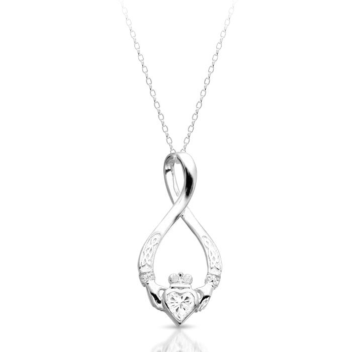 Silver Claddagh Pendant-SP055CZCL