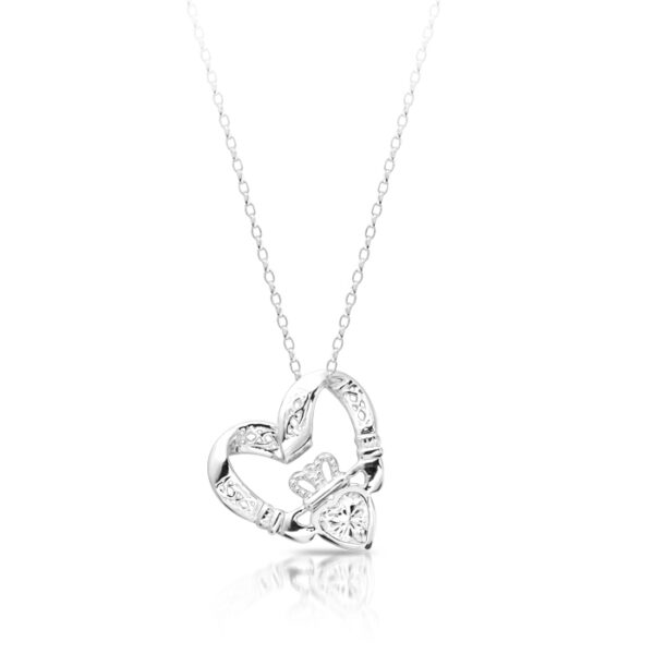 Silver Claddagh Pendant-SP058CZSCL