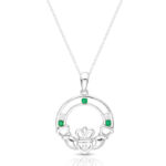 Silver Claddagh Pendant studded with Chanel set CZ Stone setting-SP061CL