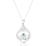 Silver Claddagh Pendant combined with Celtic Knot design-SP062CL