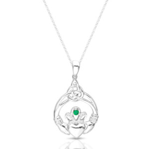 Silver Claddagh Pendant combined with Celtic Knot design-SP062CL