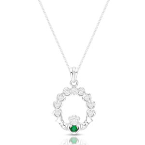 Silver Claddagh Pendant integrated with Hearts design-SP066CL