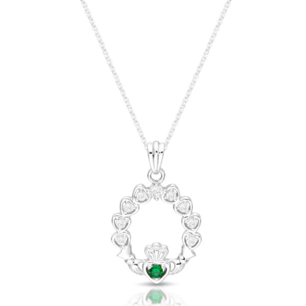 Silver Claddagh Pendant integrated with Hearts design-SP066CL