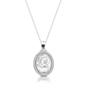 Silver Padre Pio Medal-SM38CL