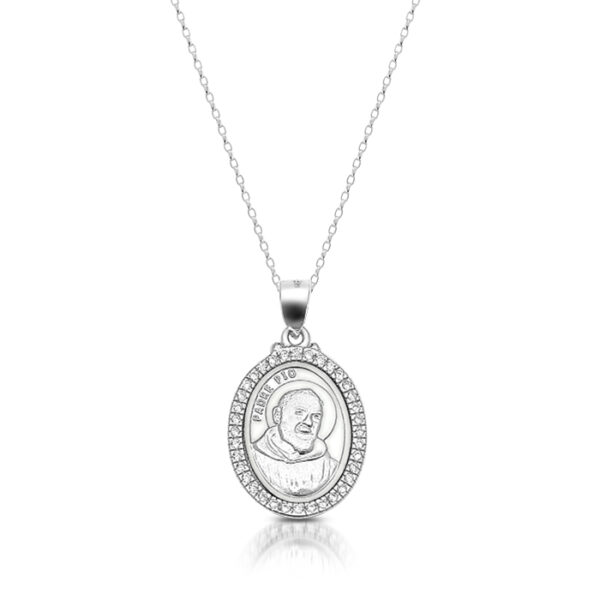 Silver Padre Pio Medal-SM38CL