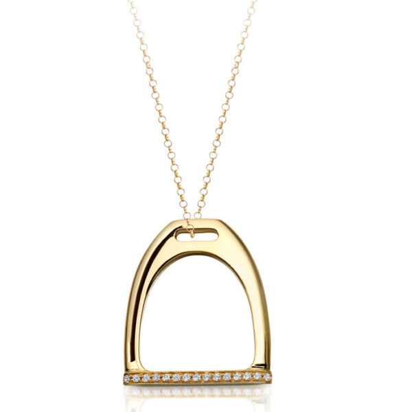 9ct Gold Stirrup CZ Pendant-P19CL