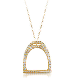 9ct Gold Stirrup CZ Pendant-P19CZCL