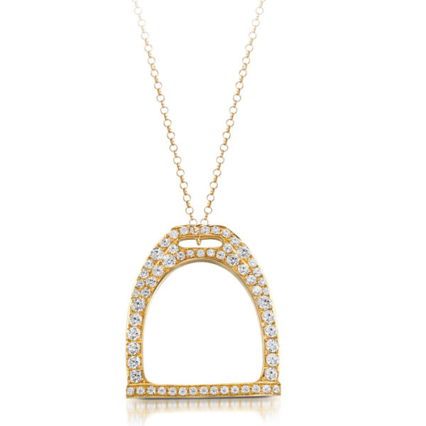 9ct Gold Stirrup CZ Pendant-P19CZCL