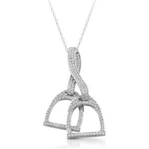 9ct White Gold Stirrup CZ Pendant-P41WCL