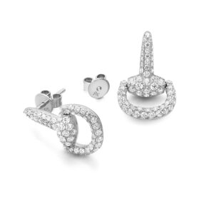 White Gold Snaffle Horse Bit Earrings-E111WCL