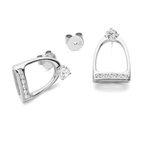 White Gold Stirrup CZ Earrings-E112WCL